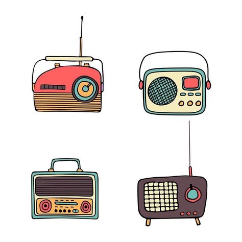 Old Radio Drawing, Radio Drawing, Arte Hippy, Super Drawing, Hipster Lifestyle, Old Radio, Radio Design, Drawing Graphic, Retro Radio