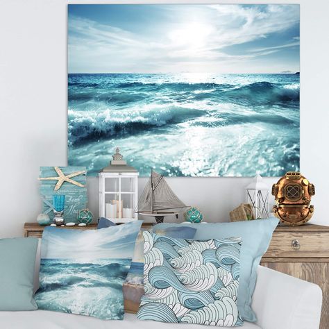 Beach Theme Living Room, Panel Artwork, Seascape Canvas, Beach Canvas, Decoration Inspiration, Beach Theme, Modern Landscaping, Surfs Up, Beach Wall Art