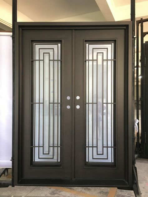 Iron Front Door Single, Minimal Door, Weought Iron Glass Doors, Single Steel Door Pinky’s Iron Doors, Wrought Iron Entry Doors Single, Iron French Doors Us Door & More Inc, Double Doors Interior, Main Entrance Door Design, Metal Doors Design