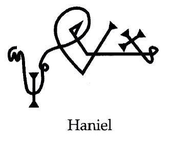 Symbol of Archangel Haniel/Anaiel Archangels Symbols, Angel Haniel, Caduceus Tattoo, Archangel Haniel, Arch Angels, Bright Morning Star, Alchemical Symbols, Angelic Symbols, Angel Spirit