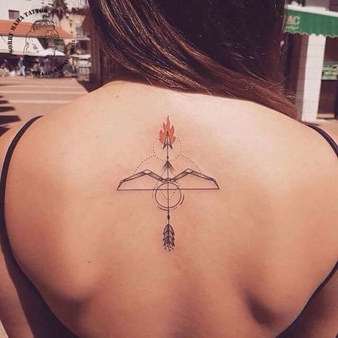 Sagittarius Bow and Flaming Arrow Tattoo | Tattoo Ideas and Inspiration Arrow With Flames Tattoo, Arrow Fire Tattoo, Arrow On Fire Tattoo, Sagittarius Fire Tattoo, Flaming Arrow Tattoo, Fire Arrow Tattoo, Bow Arrow Tattoos, Flaming Arrow, Arrow Tattoos For Women