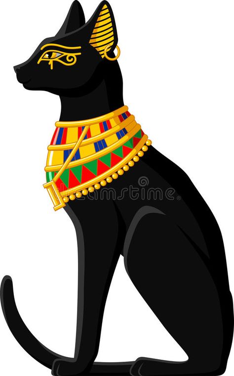 Egyptian Cat. Illustration of a black Egyptian cat isolated on white background , #Ad, #Illustration, #black, #Egyptian, #Cat, #white #ad Bastet Tattoo, Egyptian Cat Tattoos, Egypt Cat, Egyptian Drawings, Egyptian Cats, Black Cat Tattoos, Egypt Tattoo, Frida Art, Goddess Tattoo