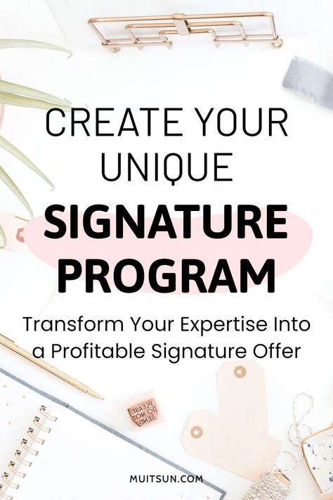 Transform your expertise into a profitable and impactful offer with our online course, "Nail Your Signature Program." Learn how to design, structure, and sell your customised coaching program. From mapping out the unique benefits of your program to identifying your target market, we'll walk you through each step of the process. Click through for more details on how to create a signature program that stands out and sells effectively. Unique Signature, Create A Signature, Target Market, Online Coaching Business, Dream Client, A Signature, Online Entrepreneur, How To Design, Coaching Program