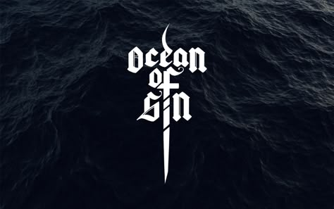 Ocean of Sin metal band - Logo, Merch and CD cover on Behance Band Logo Inspiration, Metal Band Logo Design, Music Producer Logo, Fantasy Gods Art, Film Title Design, Heavy Metal Font, Black Metal Font, Moody Branding, Metal Typography