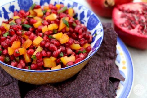 The 25 Most Popular Christmas Appetizers | Making Lemonade Pomegranate Salsa, Winter Produce, Best Christmas Appetizers, Christmas Appetizers Easy, Salsa Recipes, Christmas Recipes Appetizers, Citrus Salad, Holiday Appetizers, Salsa Recipe