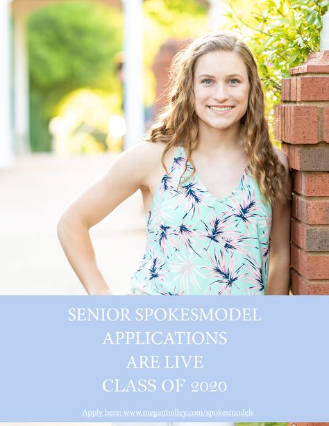 Calling all Atlanta High school and College Seniors-- it's time to start booking Class of 2020! MHP Spokesmodels is a program where you join a team, participate in photoshoots, and have the opportunity to represent Megan Holley Photography! Apply to be a spokesmodel today! #meganholleyseniors are the best! Interested? Visit www.meganholley.com/spokesmodels  Click to apply! Senior Rep Program, College Senior, Class Of 2020, High School Seniors, School College, Senior Photos, Lily Pulitzer Dress, Atlanta, High School