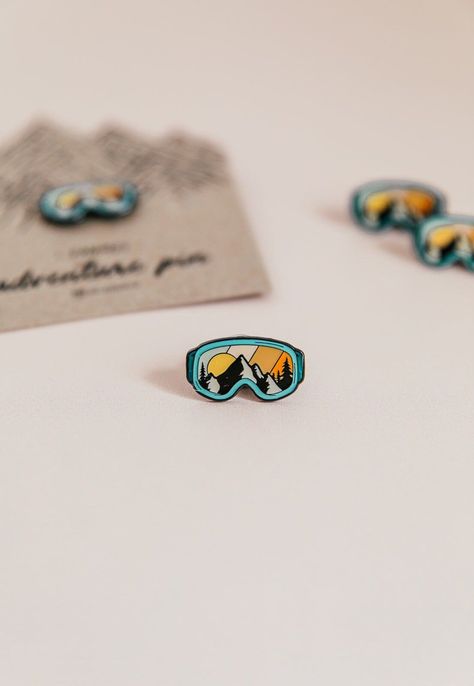 Adventure Enamel Pin Badges - perfect for skiers, snowboarders, hikers, and anyone who loves the outdoors! #adventure #enamelpins . #Ski_Googles #Swag_Ideas #Enamel_Pin_Collection #Snowboard_Goggles Ski Stickers Design, Swag Ideas, Enamel Pin Collection, Compost Bags, Soft Enamel Pins, Snowboard Goggles, Enamel Pin Badge, Pin Art, Ski Goggles