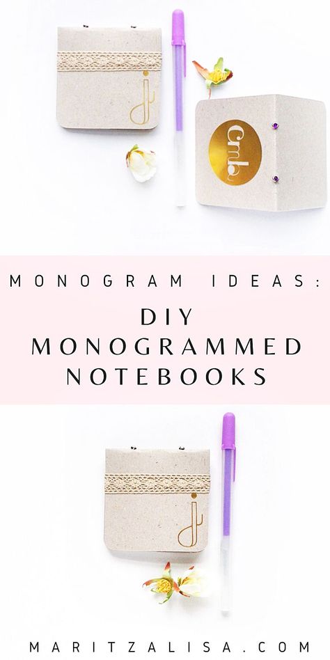 Looking for DIY Monogram Ideas? Try this step by step tutorial on how to make your own DIY Monogrammed Notebooks! I will show you how to make  your monogram with gold foil and the Silhouette Cameo! #monogram #monogramIdeas #DIYMonogramIdeas #SilhouetteCameo  #SilhouetteCameoProjects Diy Monogram Ideas, Diy Stationery Set, Diy Stationery Paper, Monogram Notebook, Monogram Ideas, Diy Monogram, Diy Pencil, Silhouette Diy, Mini Notebooks