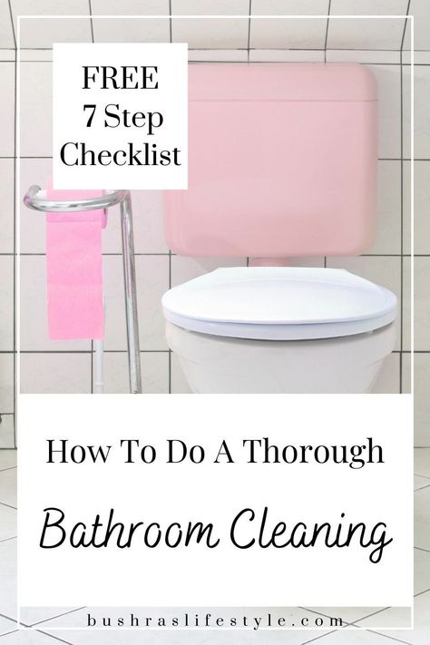 Cleaning tips and tricks.  How to do a thorough bathroom cleaning.  FREE 7 step checklist included!  #cleanbathroom #bathroomcleaning #howtocleanyourbathroom How To Clean Bathroom, Best Way To Clean Bathroom, Teen Bathroom, Bathroom Cleaning Checklist, Teen Bathrooms, Cleaning Tips And Tricks, Start Cleaning, Sunburst Mirror, Household Chores