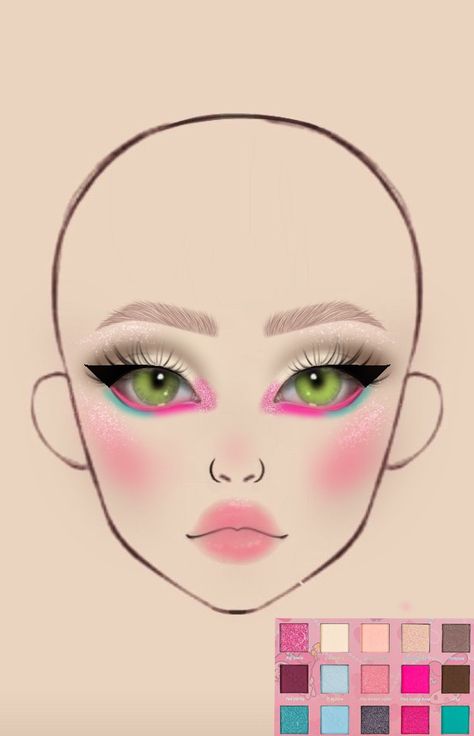 Soda My melody pallet My Melody Inspired Makeup, My Melody Makeup Look, My Melody Makeup, Makeup Layout, Makeup Stencils, Anime Eye Makeup, Makeup Drawing, Anime Makeup, Makeup Face Charts