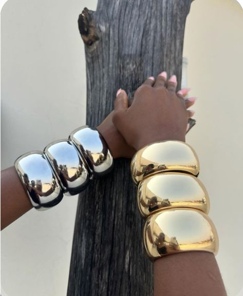 Gold Stacked Bracelets, Chunky Bangles, Arm Candies, Chunky Accessories, Chunky Jewellery, Dope Jewelry Accessories, Jewelry Product Shots, Fancy Jewellery Designs, Luxe Jewelry