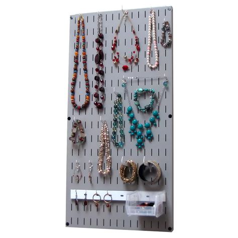 Hidden Jewelry Storage, Wall Mounted Jewelry Organizer, Wall Jewelry Organizer, Hanging Jewelry Storage, Necklace Rack, Pegboard Organization, Wall Mount Jewelry Organizer, Jewelry Hooks, Jewelry Organizer Wall