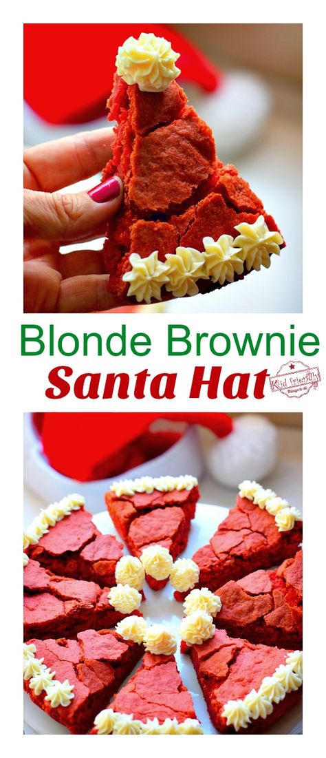 Christmas Food Ideas For Dinner, Brownie Christmas, Blonde Brownie, Christmas Brownie, Cute Christmas Desserts, Christmas Desserts Kids, Blonde Brownies, Dessert Christmas, Christmas Brownies