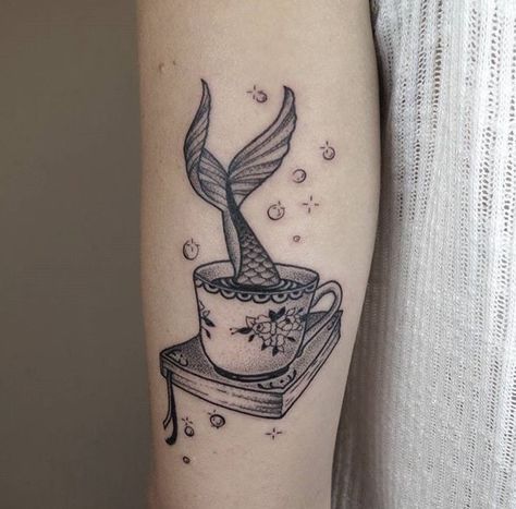 Mermaids and tropical tattoos blog Coffee Tattoo Ideas, Tropisches Tattoo, Winter Tattoo, Tea Tattoo, Tropical Tattoo, Coffee Tattoo, Coffee Tattoos, Disney Tattoo, Mermaid Tattoo