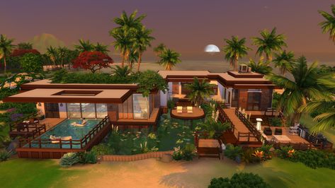 Sims 4 beach house Sims 4 Beach Mansion, Sims 4 Beach House, Sims 4 House, Beach Mansion, Sims 4 House Building, House No, Modern Beach House, Modern Beach, Sims 4 Build