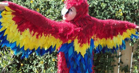 Diy Parrot Costume, Diy Parrot, Halloween Makeup For Kids, Parrot Costume, Parrot Wings, Aladdin Costume, Flamingo Costume, Themed Halloween Costumes, Halloween Costumes 2016