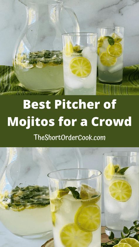 Classic Mojitos by the Pitcher - The Short Order Cook Pitcher Mojito Recipe, Coconut Mojito Recipe Pitcher, Mojitos By The Pitcher, Easy Recipe For A Crowd, Refreshing Rum Cocktails, Mojito Recipe Pitcher, Mojito Pitcher, Best Mojito Recipe, Vodka Mojito