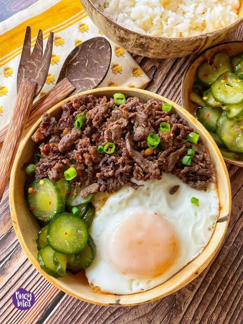 Beef Tapa Recipe Filipino, Silog Meals, Beef Tapa, Freezer Friendly Meals, Breakfast Meals, Beef Sirloin, Fried Beef, Angus Beef, Delicious Donuts