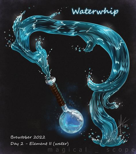 Magical Kaleidoscope - Brewtober batch 1: Elemental potions Magic Staff Concept Art, Magic Items Fantasy Art, Dr Mundo, Magic Elements, Magical Elements, Elemental Magic, Dnd Dragons, Dnd 5e Homebrew, Water Nature