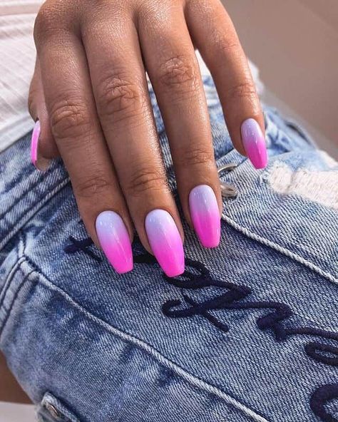 Summer Ombre Nails, Orange Ombre Nails, Purple Nail Art Designs, Purple Ombre Nails, Blue Ombre Nails, Unghie Sfumate, Purple Nail Art, Pink Ombre Nails, Ombre Nail Designs