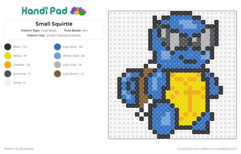 Small Squirtle Fuse Bead Pattern Squirtle Perler Bead Pattern, Squirtle Perler, Water Type Pokemon, Mermaid Toys, Melty Bead Patterns, Fuse Bead Patterns, Perler Art, Pony Bead Patterns, Type Pokemon