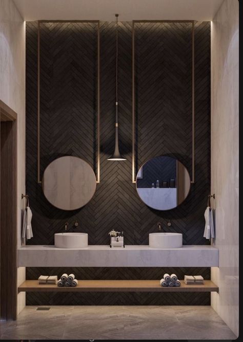 Guest Washroom, Backlit Bathroom Mirror, Bathroom Inspiration Modern, Bathroom Decor Luxury, Washroom Design, Mirror Bathroom, Bathroom Design Inspiration, Bathroom Design Decor, Toilet Design