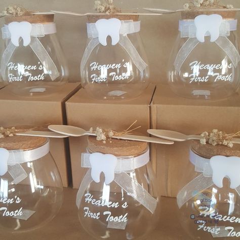 First Tooth Jars Ideas, First Tooth Ideas, Mermaid Baby Shower Decorations, Tooth Party, Gift Jar, Mermaid Baby Showers, Cold Desserts, Baby Mermaid, First Tooth