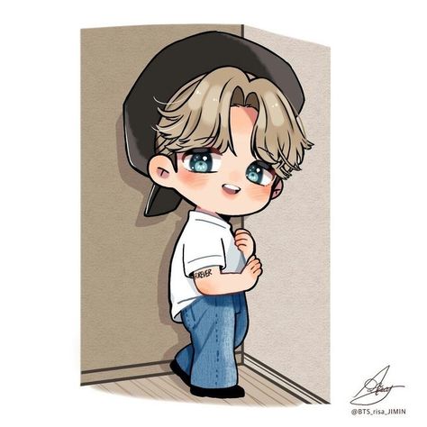 Jimin Chibi Cute Fanart, Bts Cute Pics Together, Jimin Cartoon, Jimin Chibi, Wallpaper Cute Cartoon, Twitter Fanart, Cute Fanart, Chibi Wallpaper, Fandom Drawing