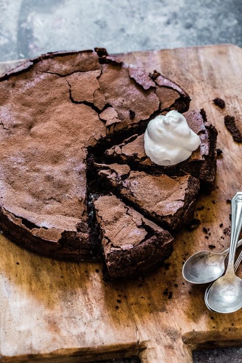 Chocolate Torte Cake, Flourless Chocolate Torte, Homemade Hot Fudge, Flourless Cake, Chocolate Torte, Sweetened Whipped Cream, Flourless Chocolate Cakes, Flourless Chocolate, Chocolate Caramels