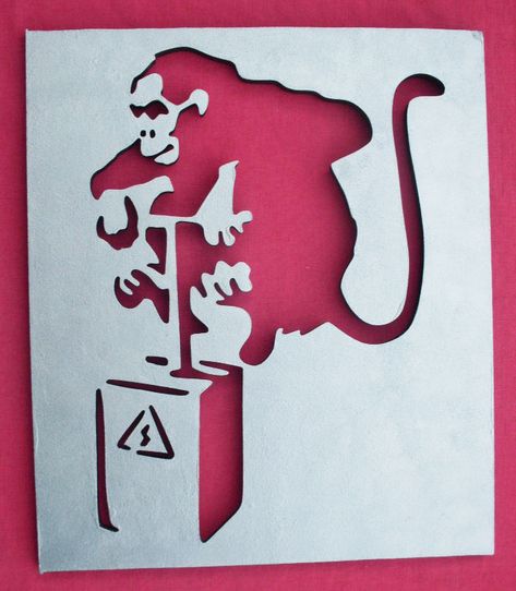 Monkey Stencil Art, Stencil Graffiti Art, Graffiti Stencil Template, Anarchism Art, Street Art Stencil, Lithography Art, Banksy Stencil, Banksy Monkey, Graffiti Stencil