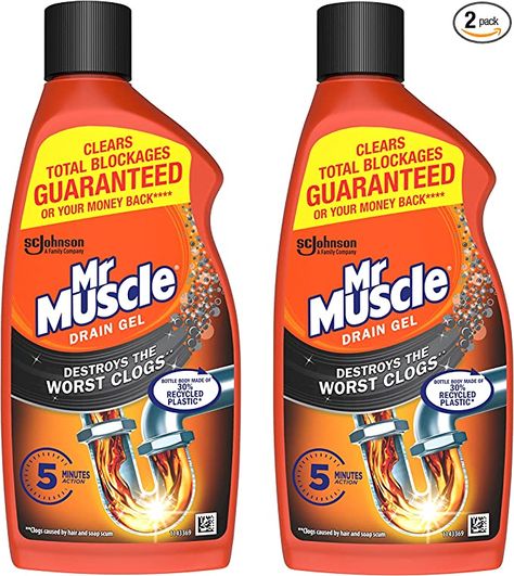 Mr Muscle Drain Unblocker, Sink & Drain Cleaner, Heavy Duty Drain Gel, 2 x 500 ml : Amazon.co.uk: Grocery Sink Drain Cleaner, Mr Muscle, Skin Burns, Muscle Power, Clogged Drain, Drain Cleaner, Soap Scum, Sink Drain, Shower Tray