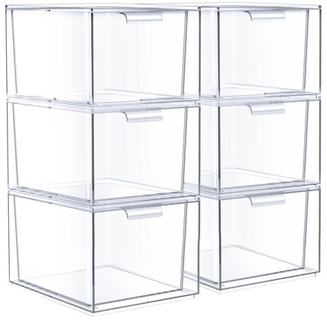 PRICES MAY VARY. Sorbus Clear Drawer Organizers: Organize your essentials in the Sorbus Desk Organizer Drawers featuring 6 rectangular drawers. Features a stackable design, easy-pull handles, smooth sliding drawers, and transparent plastic. Ideal for use as a vanity organizer, medicine cabinet organizer, kitchen drawer organizer, bathroom drawer organizer, junk drawer organizer, laundry room organization, pantry organizer, skincare organizer, or desk drawer organizer bins Customizable & Stackabl Makeup Drawer Organizer, Acrylic Drawer Organizer, Makeup Storage Drawers, Skincare Organizer, Organizer Drawers, Junk Drawer Organizing, Room Decor Bathroom, Bathroom Drawer Organization, Medicine Cabinet Organization