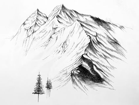 How to Draw Mountains - A Realistic Mountain Drawing Tutorial How To Draw Mountains, Mountain Landscape Drawing, Mountain Formation, Moose Pictures, Mountain Sketch, Sketch Tutorial, Mountain Drawing, Drawing Guide, Sketches Tutorial