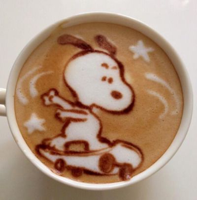 It Goes On, Latte Art, Pretty Food, Cute Food, Cappuccino, Charlie Brown, Nom Nom, A Dog, Coffee Cup