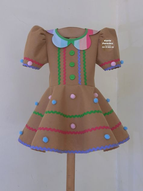 Vestido NAVIDAD Galleta Jengibre Material: Fieltro Vestido y moño