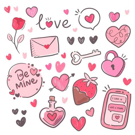 Doodle Valentines Day, Valentines Day Aesthetic Drawing, Cute Valentines Stickers, Valentines Day Journal Ideas, Valentine’s Day Clipart, Cute Valentines Doodles, Valentines Day 2024, Valentine’s Day Stickers, Valentine’s Day Drawing Ideas