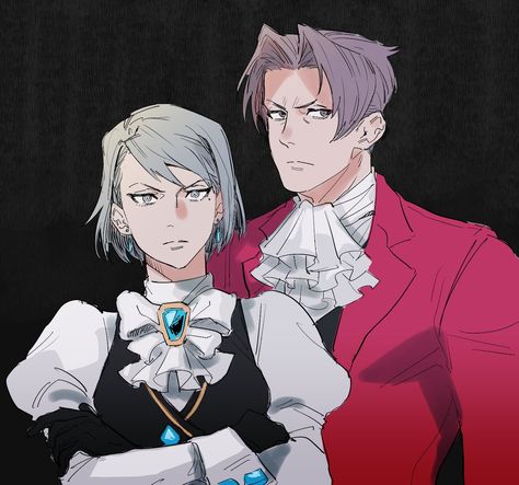 Franziska Von Karma And Miles Edgeworth, Franziska And Edgeworth, Franziska Von Karma Fanart, Edgeworth And Franziska, Edgeworth Fanart, Franziska Von Karma, Von Karma, Miles Edgeworth, Apollo Justice