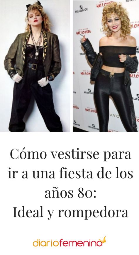 Looks para triunfar en una fiesta de los años 80 👗👠  #looks #outfits #moda #fiestadelos80 #DiarioFemenino Madona Outfit 80s, 80 Style Outfits Women, 80 90 Fashion Outfits, 80 90 Fashion Outfits Party, 80's Party Outfits, Back To The 80s Party Outfit, 80 Party Ideas 80s Theme Outfit, Outfit Anni 80, 80s Look Outfits