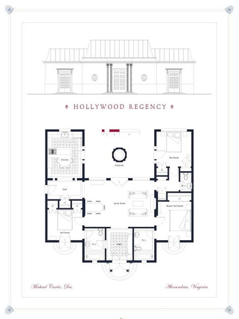 Hollywood Regency Architecture, Regency House Plans, Hollywood House Plans, Regency House Exterior, Hollywood Regency Exterior, Plan Interior Design, Regency Architecture, Hollywood Mansion, Vintage Floor Plans