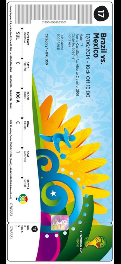 First look at the Brazil FIFA World Cup ticket design! World Cup Tickets, Ticket Design, World Cup 2022, Fifa World Cup, Bday Party, Fifa, First Look, World Cup, Birthday Invitations