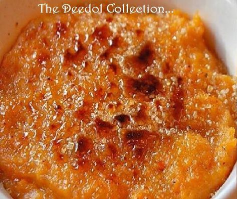 Sweet Potato Creme Brulee.... https://grannysfavorites.wordpress.com/2016/10/25/sweet-potato-creme-brulee-2/ Sweet Potato Cream Brulee, Creme Brulee Sweet Potatoes, Sweet Potato Crème Brûlée, Sweet Potato Brulee, Sweet Potato Creme Brulee, Creme Brulee Pie, Sweet Potato Baked, Cowboy Burger, Potato Baked