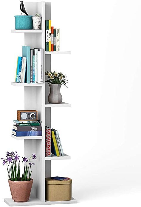 Amazon.com: Giantex 7-Tier Bookshelf, Multipurpose Storage Shelf Space-Saving Bookcase Wood Display Shelf Stand for Books Photos Artwork, Pot Plant, Storage Holder Rack w/ 8 Open Well-Arranged Shelves, White: Kitchen  Dining Wood Display Shelf, Plant Storage, Modern Wall Units, Bookcase Wood, Shelf Stand, Shelves White, Bookshelves Kids, Pot Plant, Bookshelf Decor