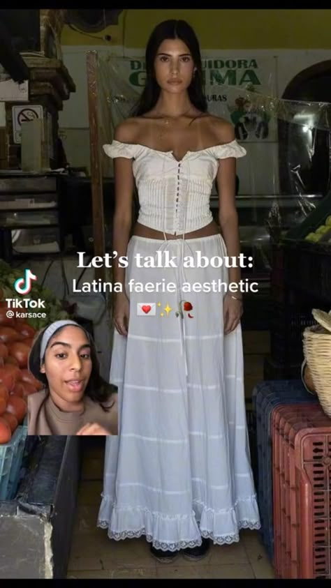 Spanish Inspired Outfits Style, Ethereal Summer Dress, Latina Outfit Aesthetic, Latino Fashion Women, Outfit Inspo For Italy, Latino Dress Style, How To Look Mexican, Spanish Dress Aesthetic, Spanish Outfit Aesthetic