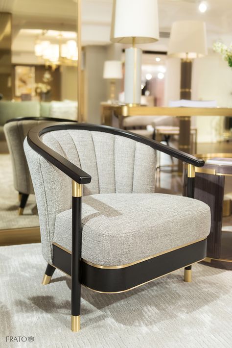 The refurbished space includes brand new pieces of furniture, upholstery and lighting, blending classic and contemporary styles in a soft warm range of colours designed to provide up-to-date and cosmopolitan home furnishing solutions. #frato #fratointeriors #homedecor #interiordesign #furniture #furnituredesign #hospitalitydesign #homedesign #homeinteriors #interiordecoration #luxuryhomes #interiorinspo #hoteldesign #architecturaldigest #thedubaimall #admiddleeast #harrods Light Furniture, Furniture Pieces, Frato Furniture, Luxury Italian Furniture Sofas, Fendi Sofas Luxury Living, Art Deco Velvet Armchair, Eichholtz Dining Chairs, Art Deco Leather Armchair, New Classic Furniture