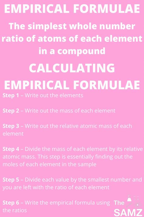 A simple explanation of empirical formulae, how to calculate them and example questions with answers Empirical Formula Chemistry, Empirical Formula, Relative Atomic Mass, Molecular Mass, Chemistry Study Guide, Questions With Answers, Covalent Bonding, Study Related, Chemistry Notes