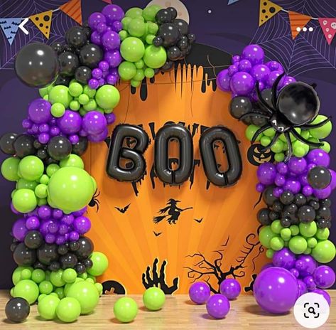 Halloween Party For Kids Decorations, Balloon Garland Halloween, Halloween Theme Birthday Party, Halloween Balloon Arch, Halloween Arch, Party Theme Decorations, Halloween Balloon Garland, Halloween Core, Halloween Balloons Decorations