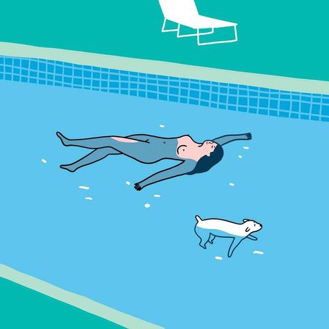 Swim Illustration, Swimming Drawing, Swimming Art, Dog Swimming, Dog Illustration, Cowboy Bebop, Lorraine, Feel Good, Swimming Pools