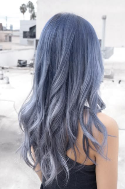 "Every other email in my inbox is from people asking for this moonstone blue color," Cherin Choi, one of L.A.'s top colorists, tells me. "It's totally a thing." Of course, we already had a feeling, thanks to a massive uptick in gray-meets-blue hair hitting Instagram and a growing buzz over the Silvery Blue Hair, Grey Hair Wig, Denim Hair, Light Blue Hair, Ombre Hair Color, Grey Hair Color, Pastel Hair, Dye My Hair, Hair Dye Colors