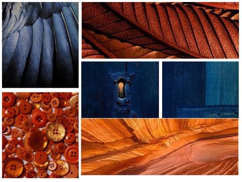 Royal Blue And Copper Color Palette, Teraccota And Blue, Cobalt Blue And Brown Color Palette, Rust Color Palette Outfit, Rust Blue Color Palette, Burnt Orange Complimentary Colors, Blue And Terracotta Color Palette, Burnt Orange Color Combinations, Navy And Burnt Orange Bedroom