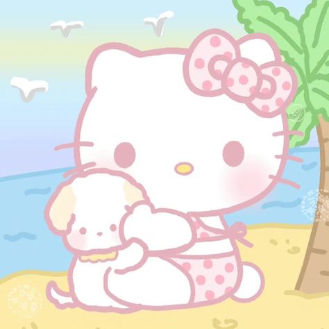 Sanrio Summer Icons, Summer Hello Kitty Pfp, Hello Kitty Summer Widget, Cute Pink Hello Kitty Wallpaper, Hello Daniel, Summer Sanrio, Birthday Pfp, Sanrio Pfps, Sanrio Summer